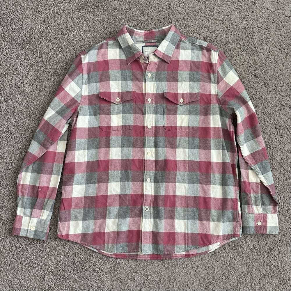 American Eagle Shirt Mens Size XL Super Soft Plaid Button Up